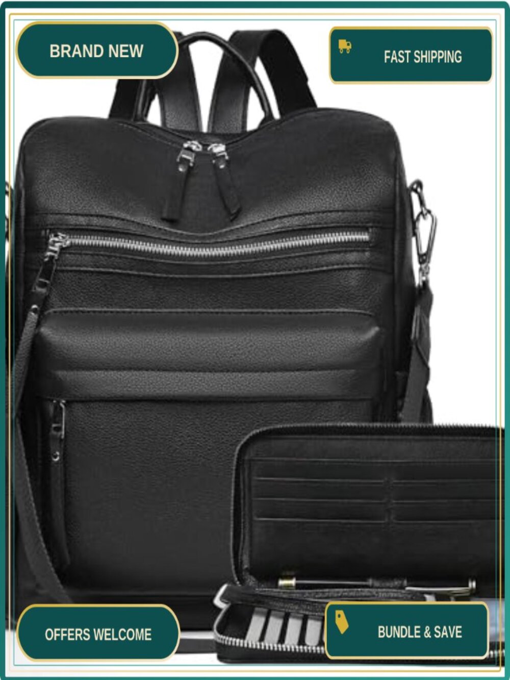 Faux Leather Backpack Purse Travel Shoulder Bag